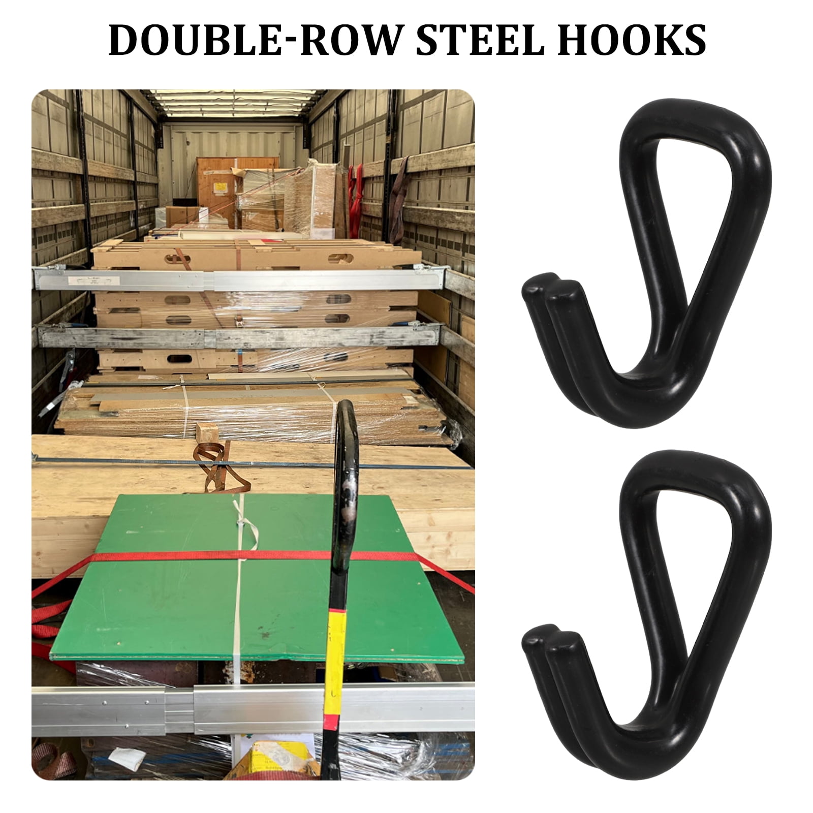 10 Pcs Double J Hook Towing Hooks Tear-able Pets Large Tools Black