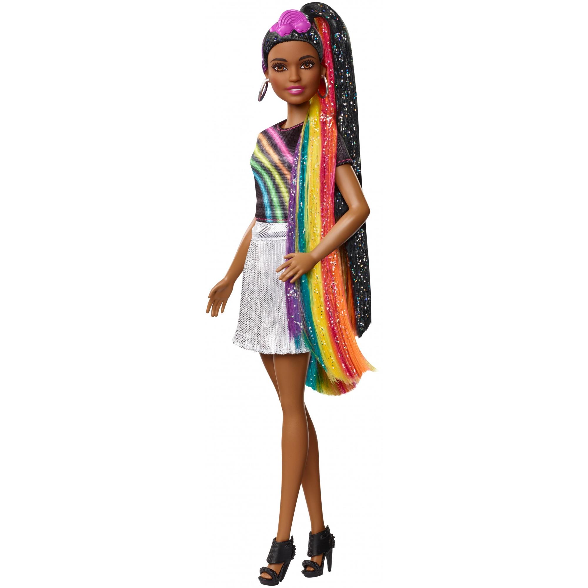 Barbie Rainbow Sparkle Hair Doll with Accessories Doll Playset ...