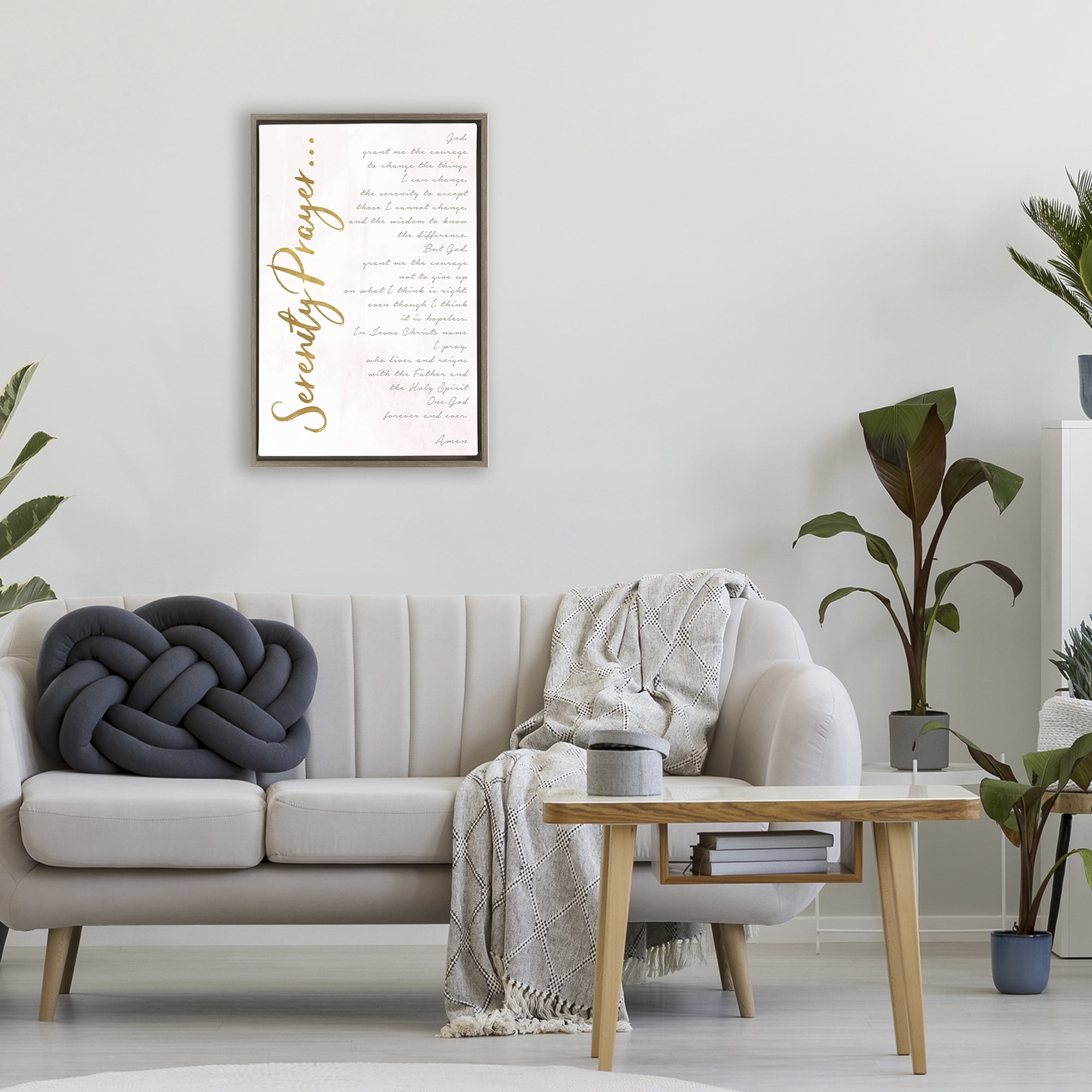 Stupell Industries Serenity Prayer Scripture Brown Framed Floater Canvas Wall Art, design by Anna Quach