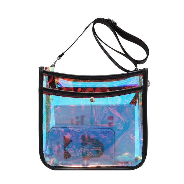 Bolso de hombro para mujer FLhrweasw Moda láser Transparente Hobo negro regalo de cumpleaños