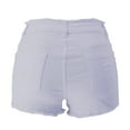 thumbnail image 6 of vigerkar Ripped Jean Shorts for Women Mid Rise Frayed Raw Hem Stretchy Denim Shorts (White, L), 6 of 6