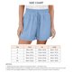 thumbnail image 5 of Pantalones cortos de pierna ancha para mujer, pantalones cortos de verano transpirables de Color puro con cintura alta elástica con cordón, 5 of 5