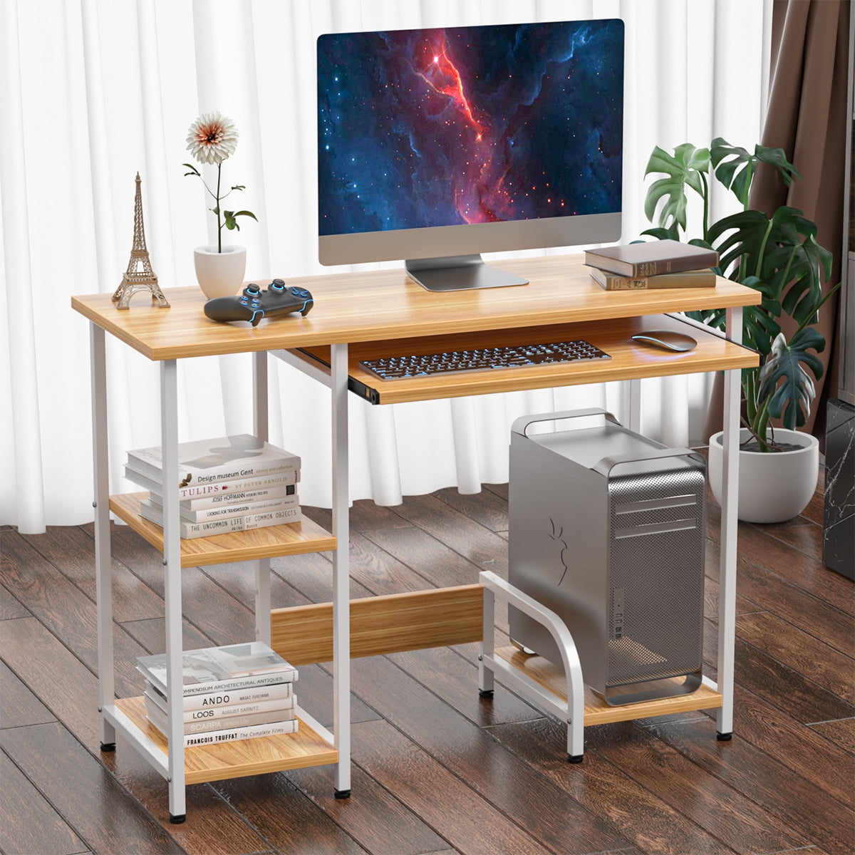 Details about   Computer Desk Home Office Desk PC Laptop Study Workstation Table Storage Shelf 