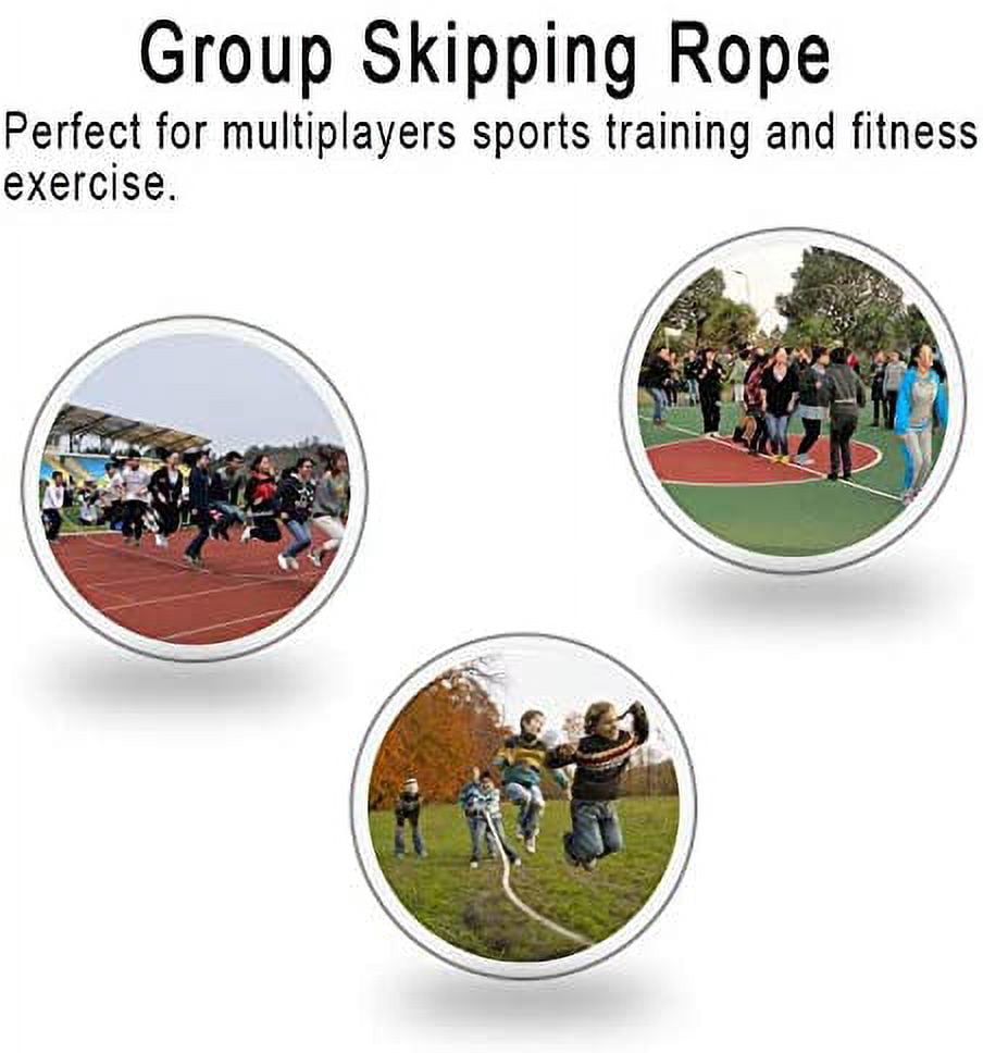Long Jump Rope Multiplayer Skipping Rope with Wooden Handle for Team Group Jumping Rope for School Sport and Outdoor Activity