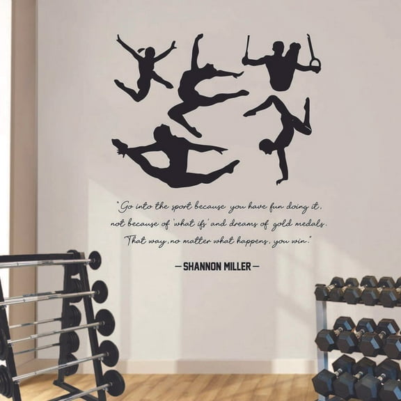 Go Into Sports Quotes Gymnastics Motivation Quote Wall Sticker Art Decal for Girls Boys Room Bedroom Dance Studio Garage House Fun Home Decor Stickers Wall Art Vinyl Decoration Size (20x20 inch)