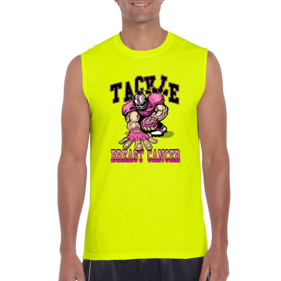 Mens Tackle Breast Cancer Football Ultra Cotton Sleeveless T-Shirt