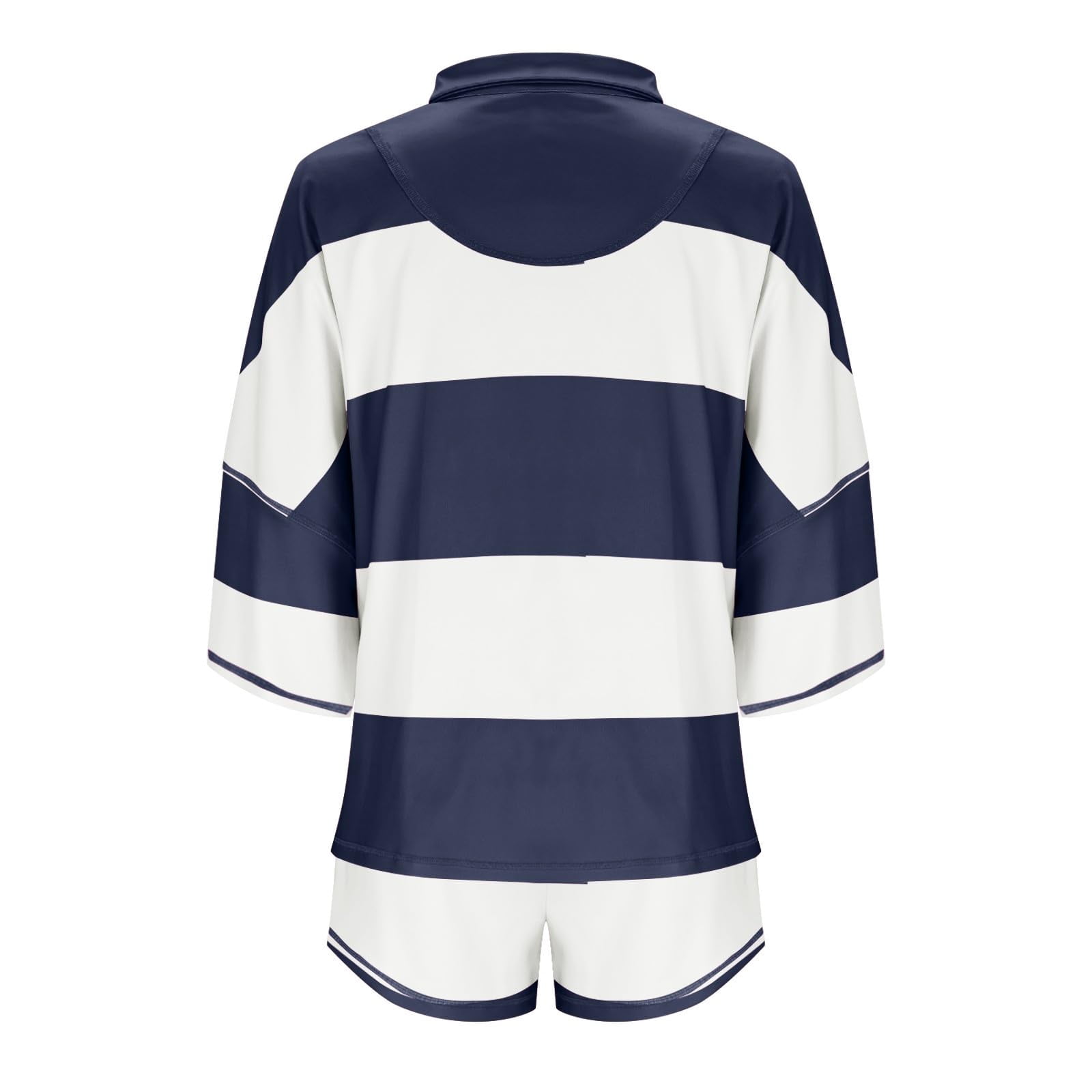 Womens 2 Piece Workout Sets Summer Outfits Striped Matching Lounge Set Oversized Quarter Zip Shirt and Shorts