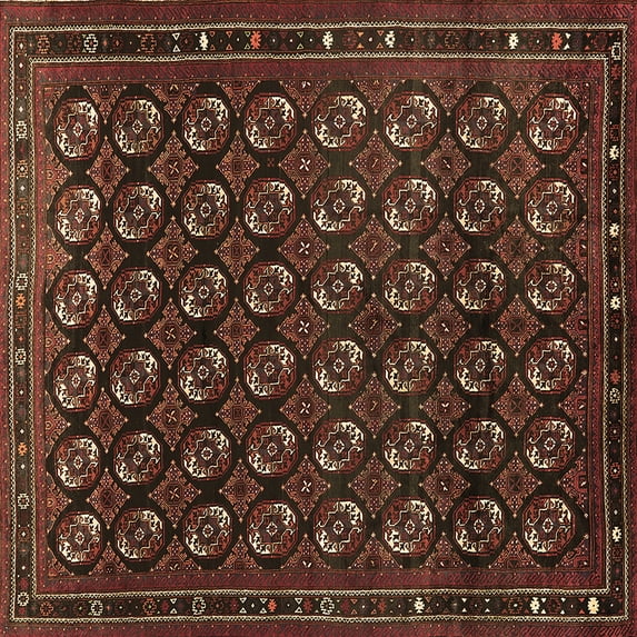 Ahgly Company Indoor Square Oriental Brown Industrial Area Rugs, 3' Square