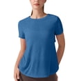 thumbnail image 4 of Tqcoqu Open Back Workout Tops for Women,Casual Short Sleeve Crew Neck Loose Athletic Gym Yoga Tshirts Clothes,Blue Women's S-XL, 4 of 8