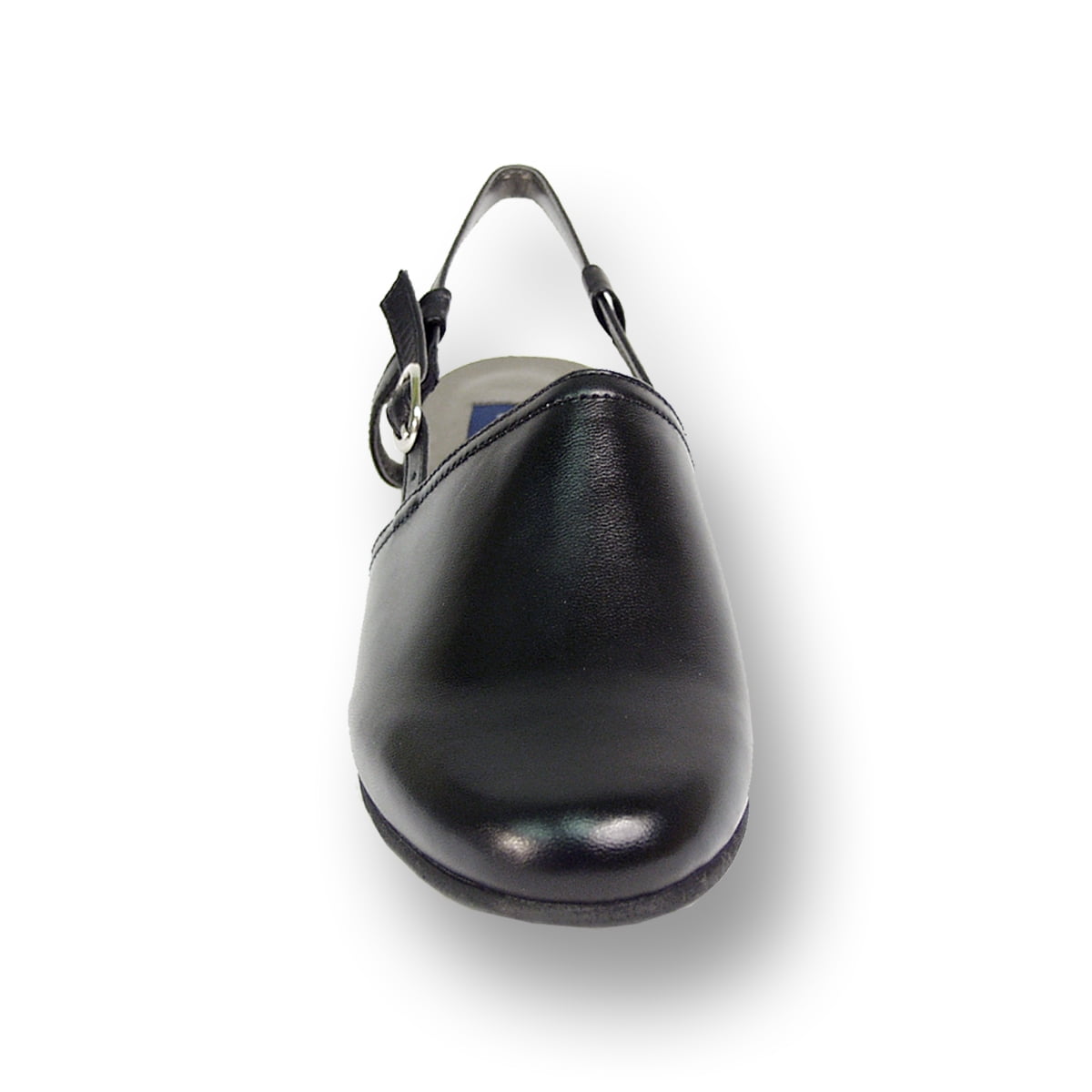 PEERAGE Remi Women Wide Width Leather Heeled Comfortable Sandal BLACK 5