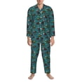 thumbnail image 3 of Bingfone Men's Pajama Set 2 Piece Loungewear PJs, Long Sleeve with Pajama Pants- skull black cats in mexican-XX-Large, 3 of 7