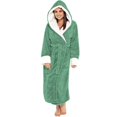thumbnail image 2 of 2023 Fleece Bathrobe Women Soft Dressing Gown Hooded Fluffy Towling Bath Robe-1, 2 of 3