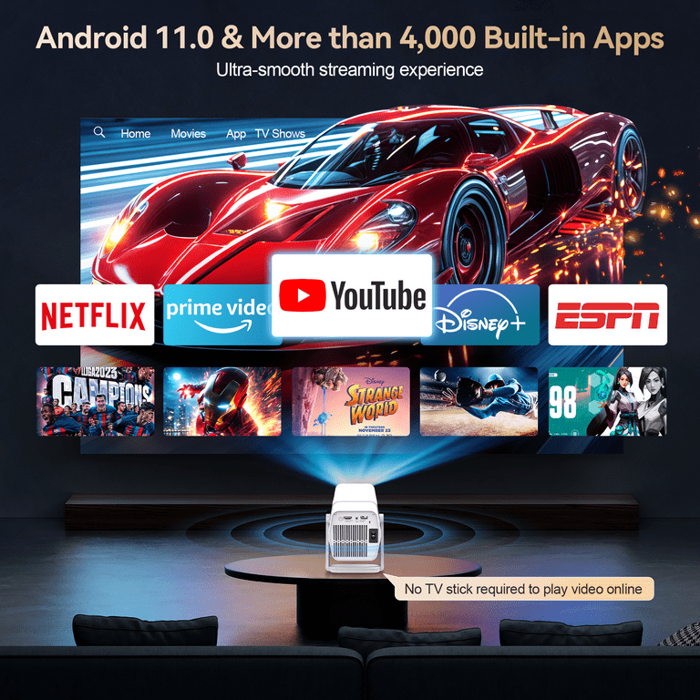 DR.J Professional 4K Native 1080P Projector with 5G WiFi, 300