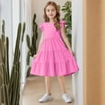 thumbnail image 4 of Girl's Summer Dresses Ruffle Sleeve Tiered Swing Midi Casual Sundress with Pockets 4-14 Years, 4 of 5