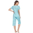 thumbnail image 5 of Xmarks Pajama Sets Floral Cute Print V Neck Short Sleeve Sleepwear Top and Short Capri Pants 2 Piece Loungewear with Pockets,S-XXL, 5 of 7