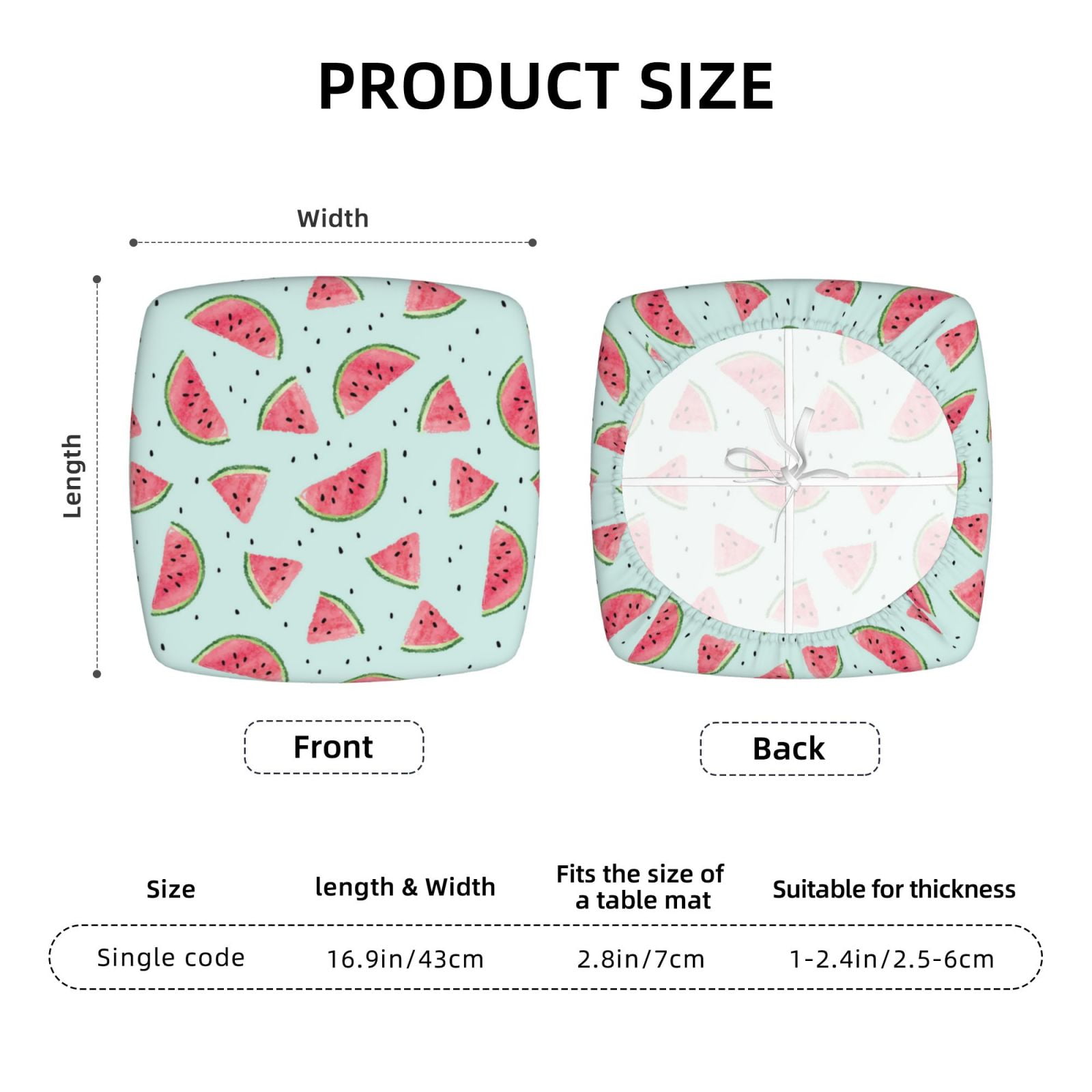 Picia Watermelon Square Couch Cushion Covers,Magic Sofa Covers Washable,Stretch Couch Covers-16.9in
