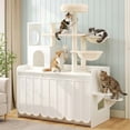 thumbnail image 4 of HICOMILA 50.6" All-in-One Cat Tree with Hidden Litter Box, Multi-Level Cat Tower with Scratching Post & Storage Cabinet, 4 of 7