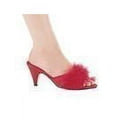 thumbnail image 3 of Ellie Shoes E-Phoebe 2.5 inch Heel Satin Maribou Slippers Red / 13, 3 of 4
