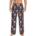 thumbnail image 2 of Lsque Skull red flower blue Print Men's Pajama Pants, Lounge Pant - Comfortable Home Wear,Elastic Waistband, Stylish Design-Large, 2 of 9