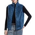 thumbnail image 3 of Baberdicy Puffer Vest Women's Large Autumn/Winter Casual Loose Sleeveless Standing Collar Warm Coral Velvet Vest Coat Sweater Vest Blue, 3 of 4