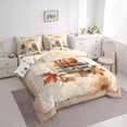 thumbnail image 3 of Manfei Rustic Farmhouse Cabin Bedding Comforter Set 7pcs,Autumn Fall Pumpkin King Bedding Sets,Halloween Theme Bed Sheets,Ultra Soft Room Decor Reversible, 3 of 7