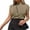 Dark khaki, variant on Summer Womens Short Sleeve Sweater Mock Neck Casual Basic Knit Slim Fitted Pullover Tops