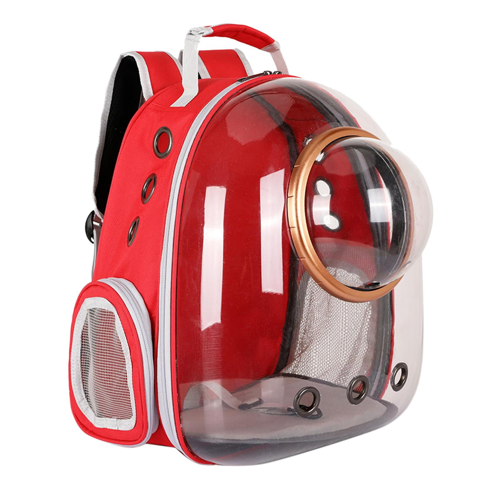 Fzaqwen Cat Dog Carrier Clear Capsule Backpack Travel Sightseeing Knapsack Red