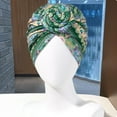 thumbnail image 3 of Eoperou Turban Cap Twisted Retro Print Stretchy Comfortable Super Soft Hide Hair Breathable Bohemia Pre-Tied Bonnet Women Beanie Hat for Daily Life, 3 of 8