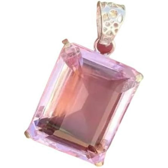 95.00 Ct Natural Pink Color Topaz Emerald Cut 925 Solid Silver Pendant Elegant and Timeless Jewelry Piece for Special Occasions and Luxury Collections