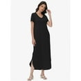 thumbnail image 2 of Women's V-Neck Casual Loose Short Sleeve Long T-Shirt Dress Split Maxi Dress with Side Pocket, 2 of 6