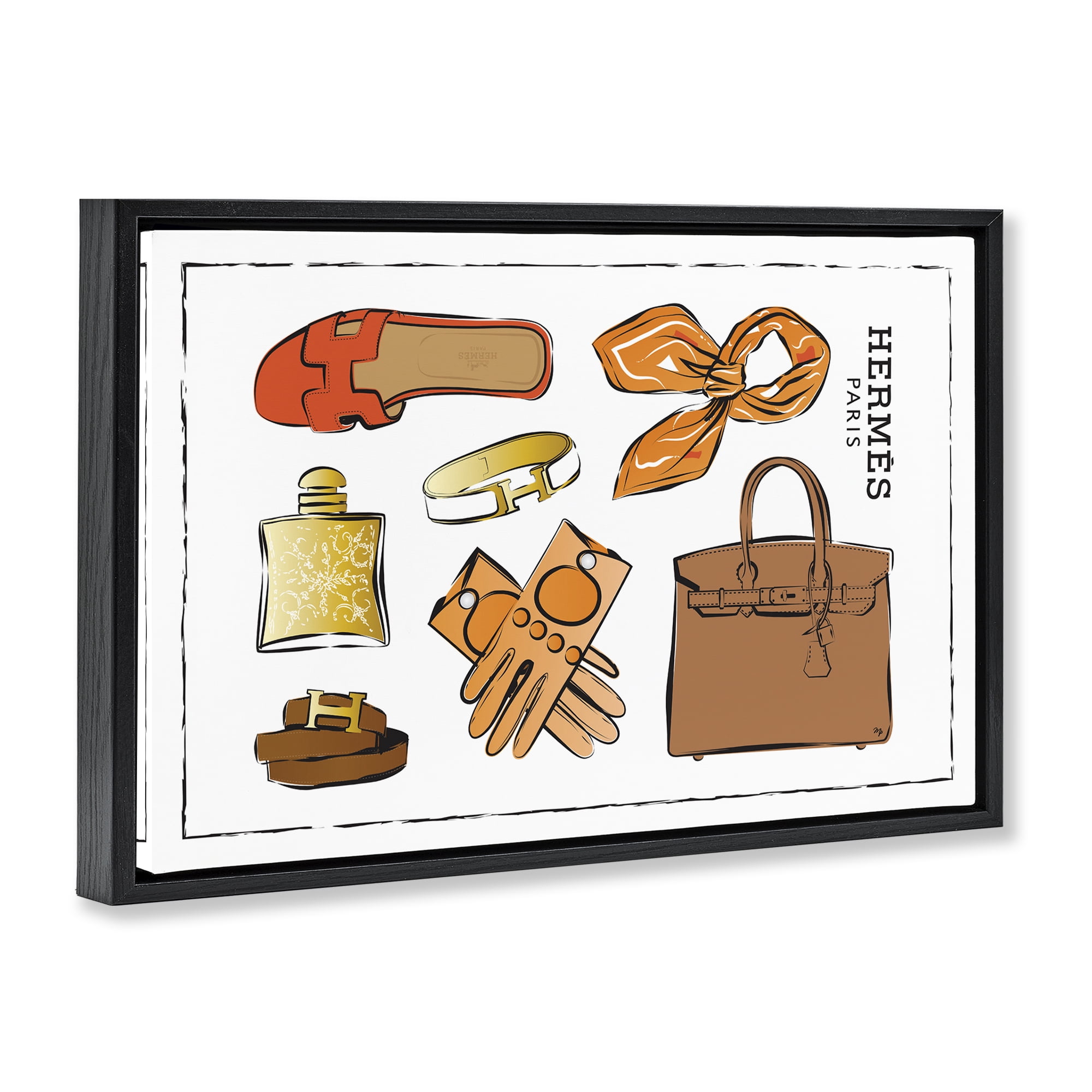 Stupell Industries Trendy Neutral Fashion Fashion Painting Black Floater Framed Canvas Art Print Wall Art, 31 x 21