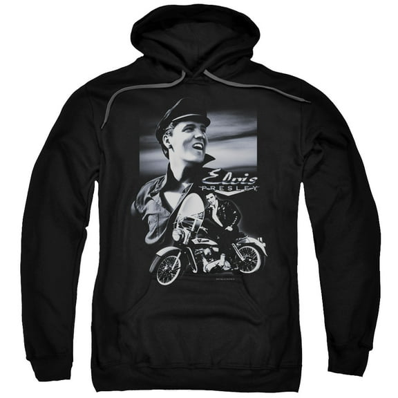 Elvis Presley Motorcycle Adult Pullover Hoodie Sweatshirt Black