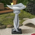thumbnail image 2 of 22.8" H Concrete Bird Baths for Outdoors, Modern Bird Bath Bowl, Bird Feeder Seed Tray Garden Lawn Yard Decor, 2 of 8