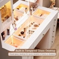thumbnail image 3 of iPormis Vanity Desk with Mirror and Lights, Glass Top Makeup Vanity with RGB Light and Charging Station for Girls , White, 3 of 8