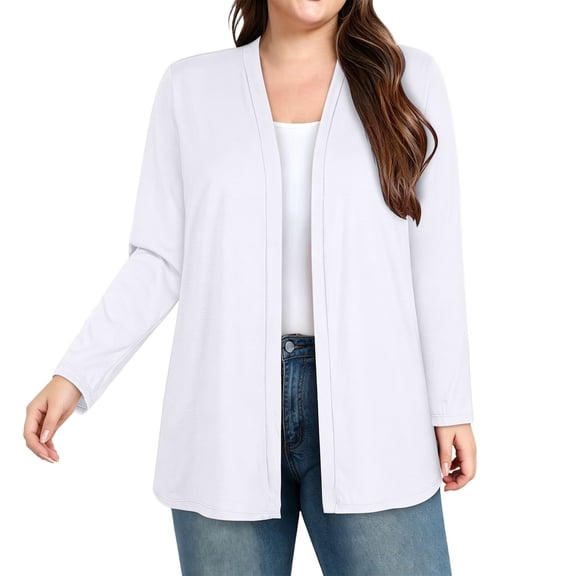 Perfectbot Women's V-Neck Open Front Cardigan Long Sleeve Loose Fit Casual Kit Cover Up for Spring Fall