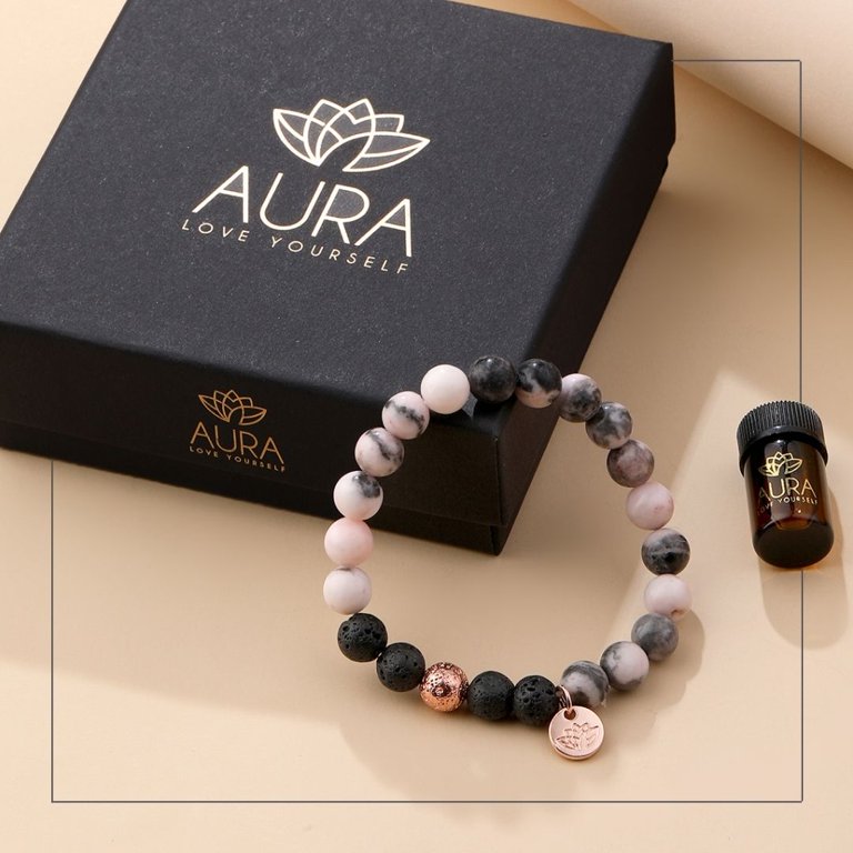 Aura Quartz Unicorn Charm Aromatherapy Essential Oil Diffuser Bracelet (6mm Beads) X-Small - 6 / Pink Unicorn