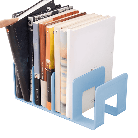 Bookshelf Bookstand Desktop Organizer Large | Storage for Teachers| Stable Non-slip Lightweight Abs | 10.24x4.72x4.13in | Blue White Green | 1 Pack