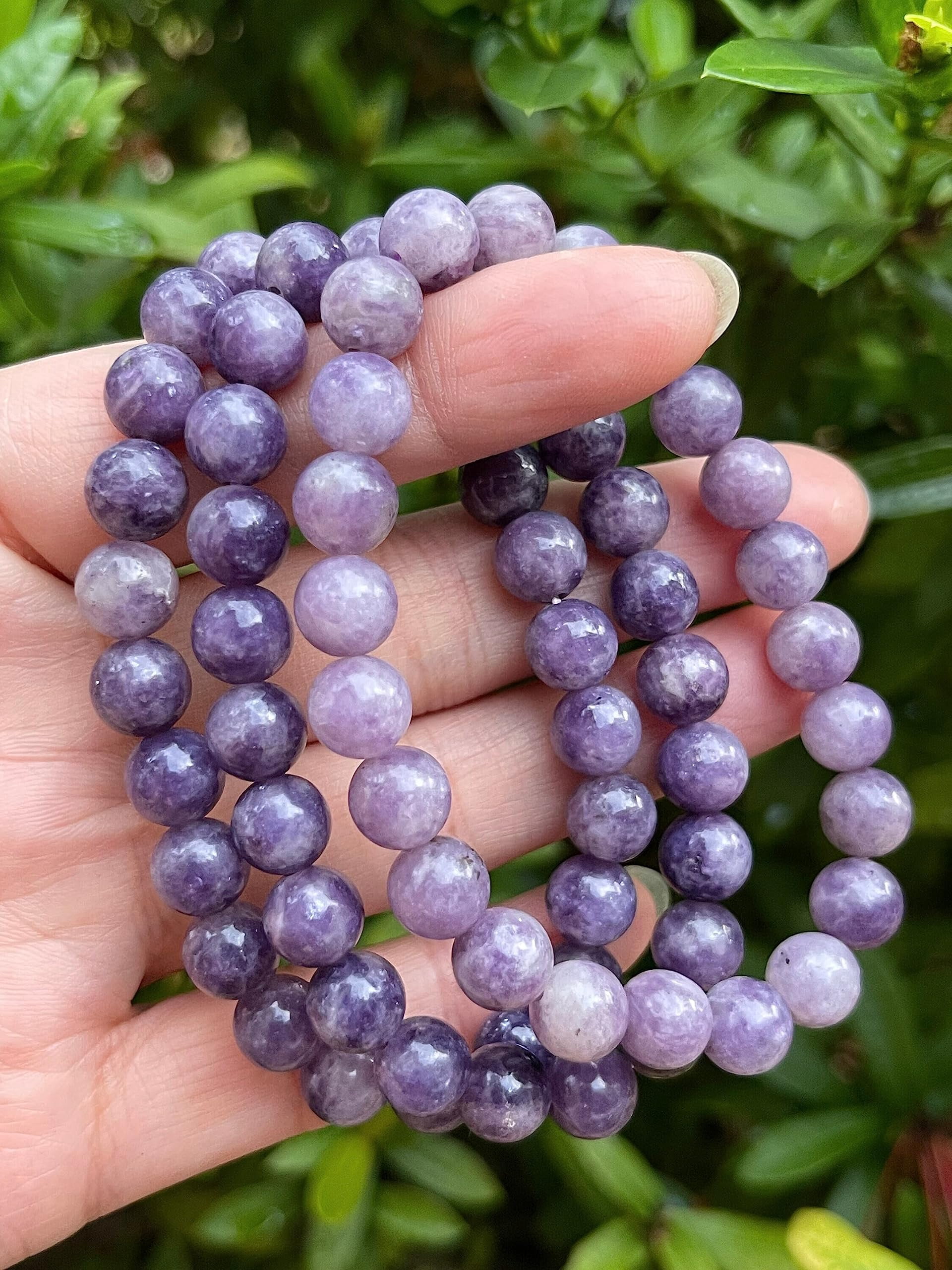 Lepidolite Crystal Bead Bracelet 8mm, Wholesale Genuine Lepidolite Stretch Gemstone Bracelet, Lepidolite Gift for Men & Women (3)