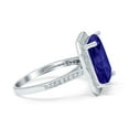 thumbnail image 2 of Halo Emerald Cut Engagement Ring Blue Sapphire CZ 925 Sterling Silver Size 8, 2 of 6