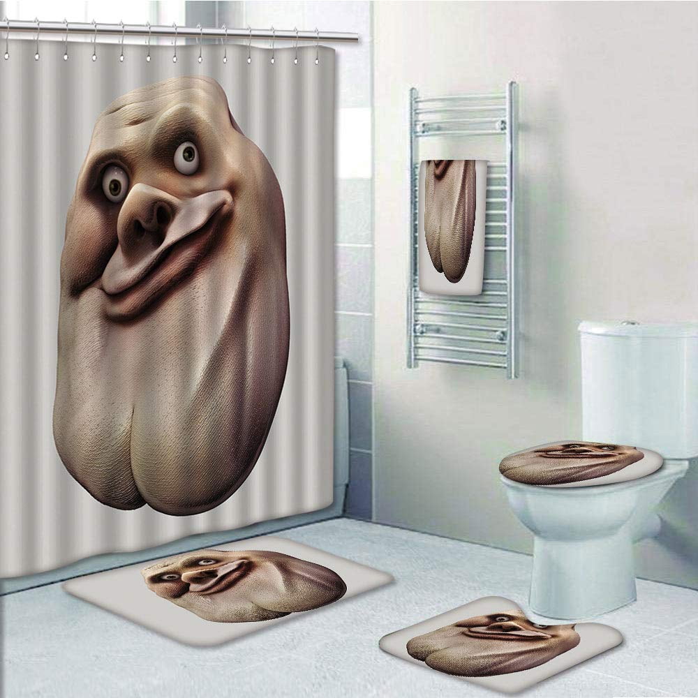 Prtau Awkward Meme Face With Unusual, Ugly Shower Curtains