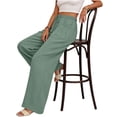 thumbnail image 6 of Tqcoqu Womens Wide Leg Linen Palazzo Pants Casual Elastic Waist Drawstring Flowy Loose Beach Travel Trousers with Pockets,Mint Green,Women's S-XXL, 6 of 8