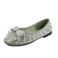 thumbnail image 2 of Viluyesy Womens Ballet Flats, Wide Width Round Toe Cute Pearl Bow Slip-On Shallow Dress Shoes Green, 2 of 8