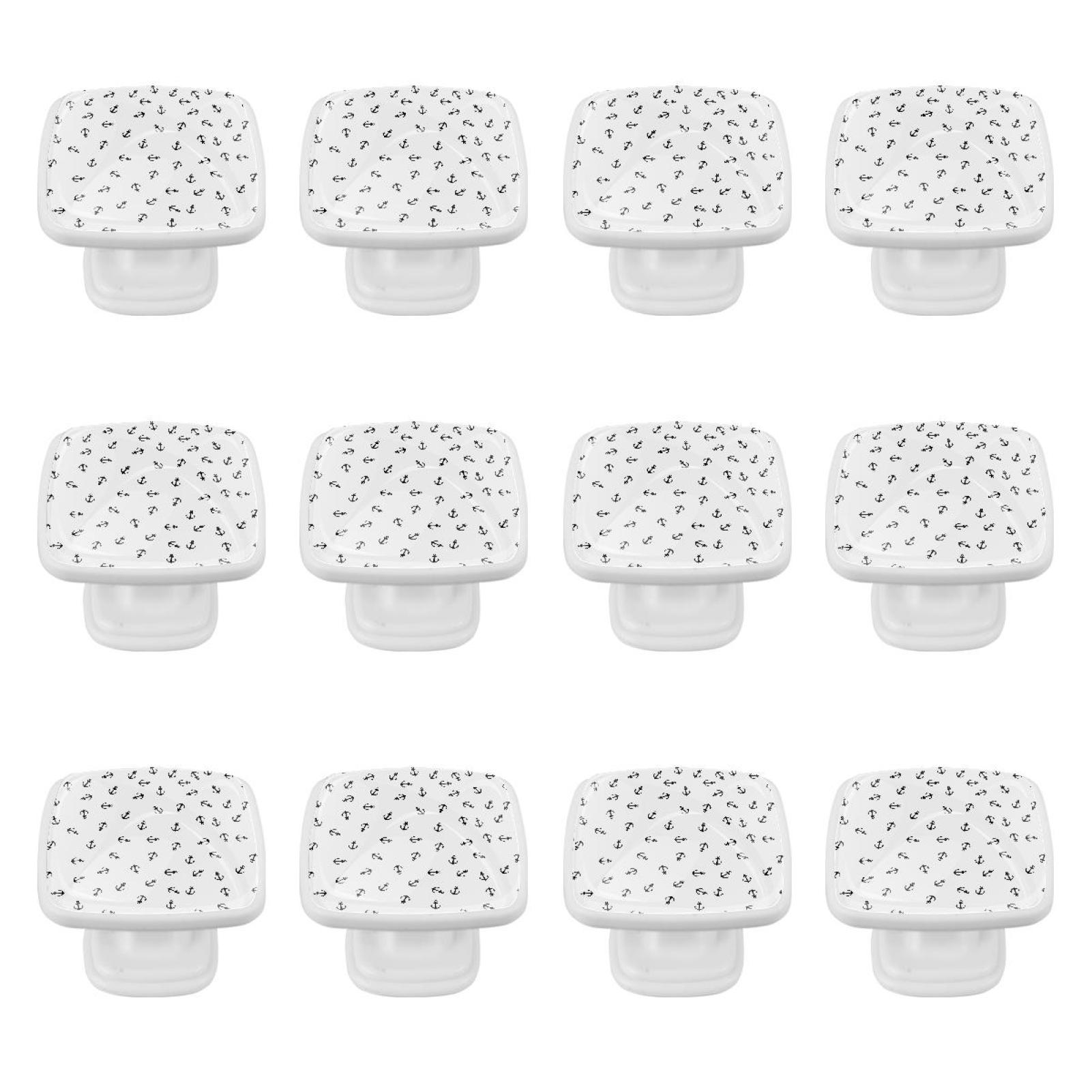 12 Pieces Drawer Pulls Handle Square Wardrobe Anchor Knobs with