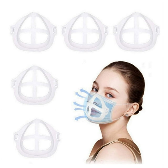 Silicone Mask Holder Internal Support Frame For Homemade Cloth Mask Cool Mask Hole More Space Comfortable Breathing Washable Reusable, 5 Pieces Clear