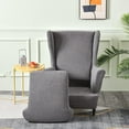 thumbnail image 7 of TOPCHANCES Jacquard Wingback Chair Slipcovers, 2-Piece Stretch Spandex Wing Chair Covers, Waterproof Wingback Armchair Sofa Slipcover for Living Room Bedroom ( Dark Gray ), 7 of 7
