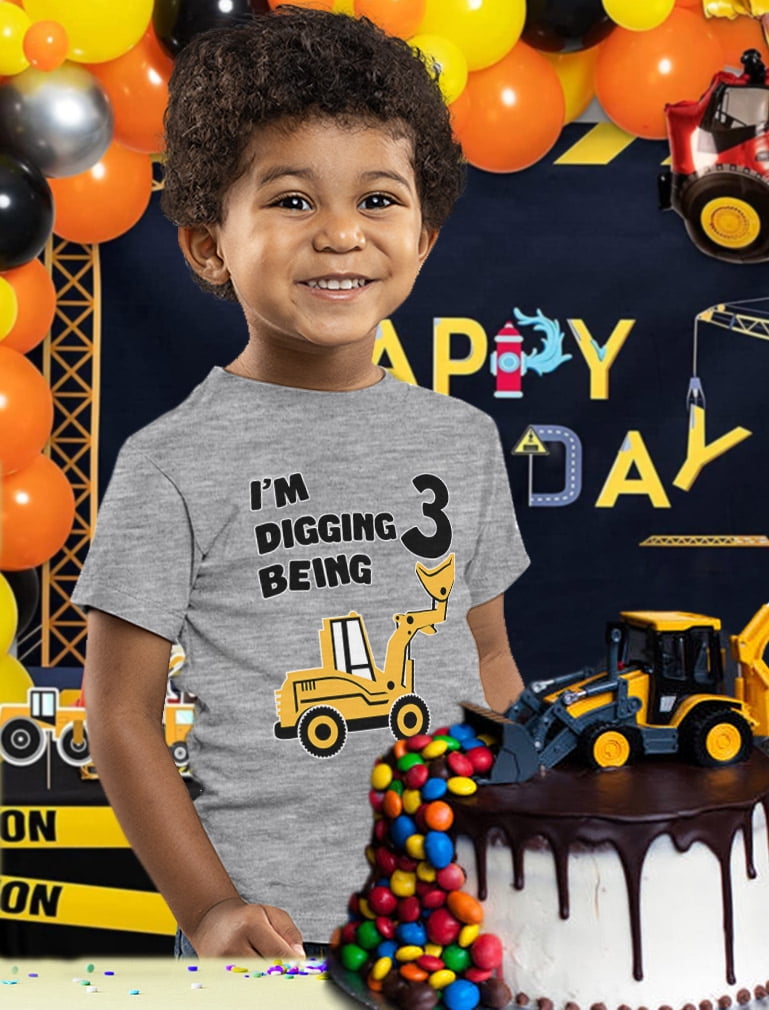 3rd Birthday Shirt Boy 3 Year Old Construction Party Toddler Boys