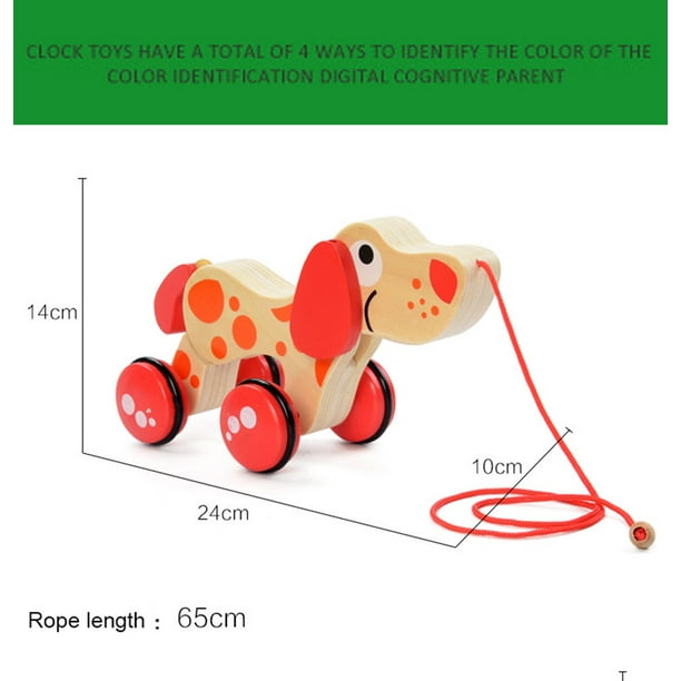 Xzngl Wooden Pull Along Animal Car Toys For 1 Year Old Dog Push Toy For Toddler Toys Red