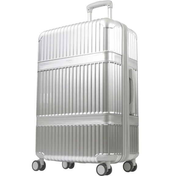 Martha Stewart The Bedford 30 Inch Rolling Luggage, Hardshell Suitcase with Spinner Wheels, Silver