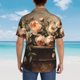 thumbnail image 4 of Balery Vintage Peonies Rustic Charm Camisas hawaianas de manga corta para hombre, camisas playeras de corte holgado, camisas de vacaciones con botones,Small, 4 of 7