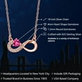 thumbnail image 2 of Gem Stone King 18K Rose Gold Plated Silver Pink Created Sapphire Infinity Pendant Necklace for Women (0.62 Cttw, Heart Shape 4MM, with 18 inch Silver Chain), 2 of 6